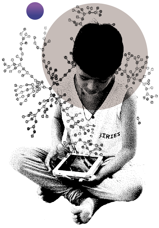 Child using tablet device